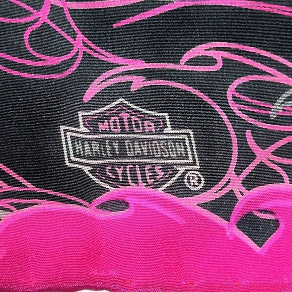Harley Davidson Silk Scarf Magenta Charcoal Hand Rolled 11,5x58 inches - Picture 9 of 12